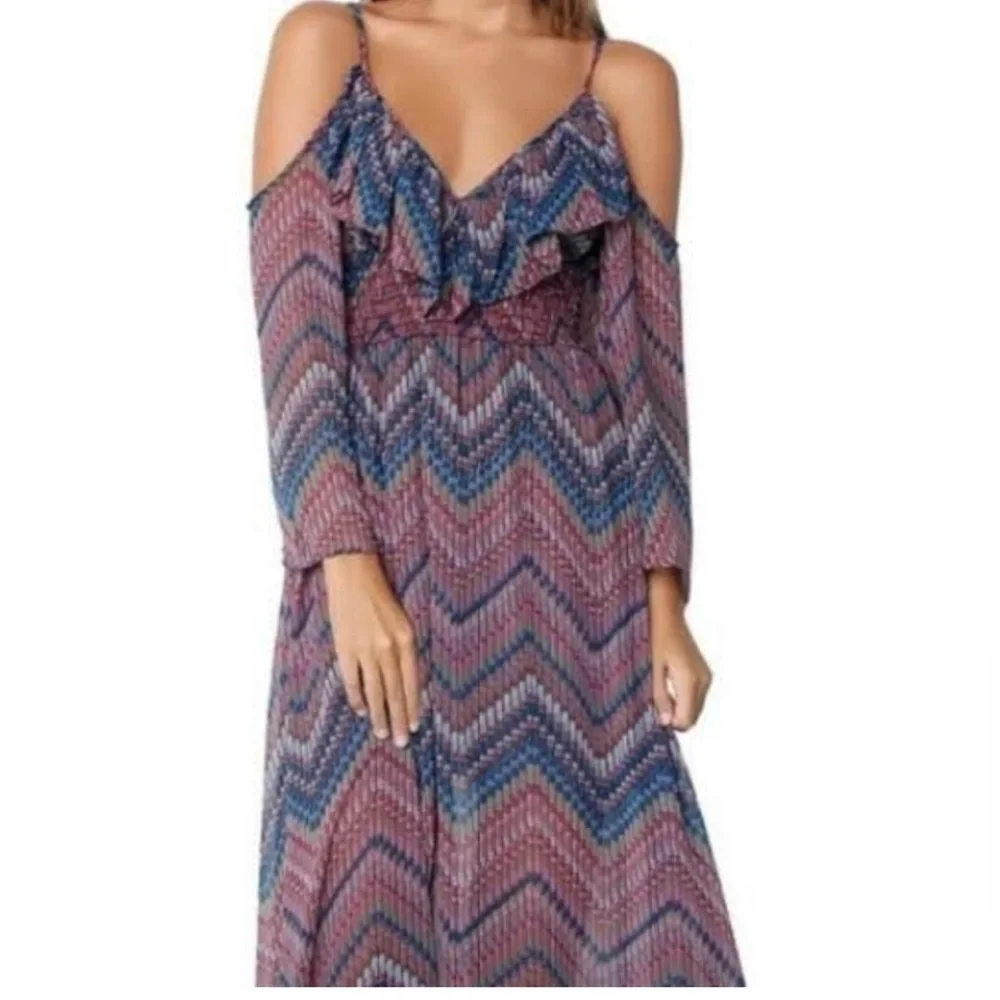 MISA Los Angeles Elegant Chevron Maxi Dress